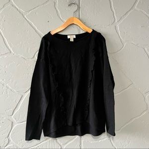 Black Loft Outlet Vertical Ruffle Sweater